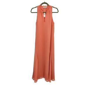 NWT LOFT Peachy Sleeveless Ruffle V-neck Buttoned Maxi Spring 2024 Women Dress M
